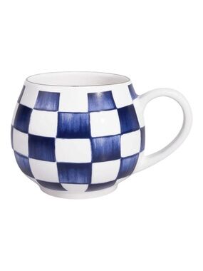 Royal Check 16 oz. Designer Ceramic Mug Blue